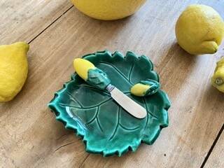 Vintage lemon butter dish in Vallauris slip