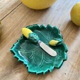 Vintage lemon butter dish in Vallauris slip