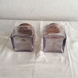 Duo of glass with Cork jars