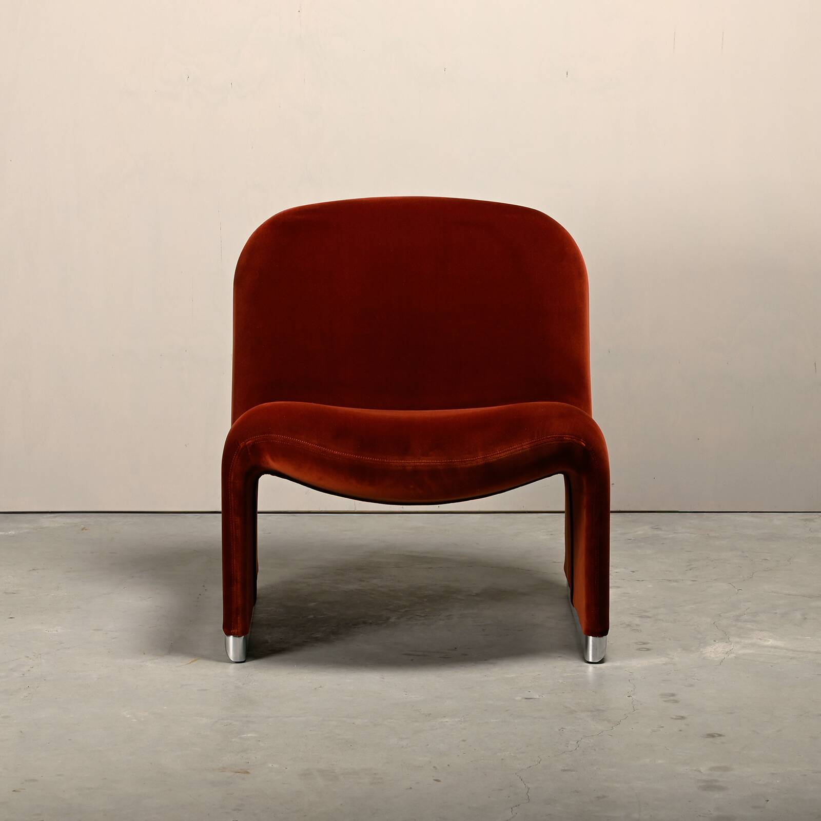 Giancarlo Piretti Alky Lounge Chair in Rust Velvet for Anonima Castelli,