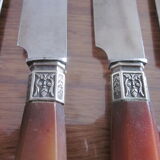 12 old knives and salad cutlery