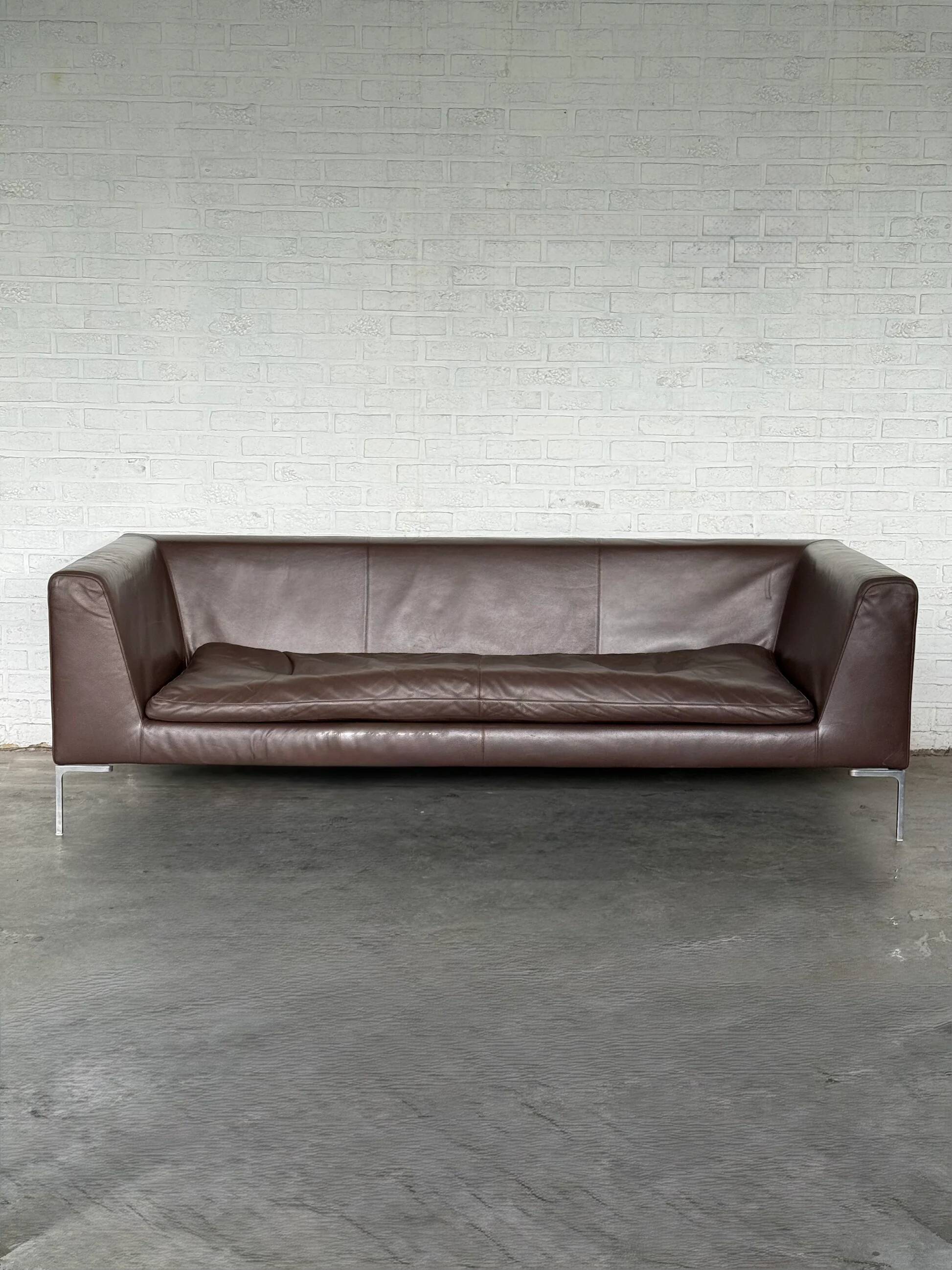 Leather sofa by B&B Italia and bench set — genuine Italian design, excellent condition.