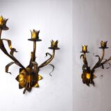 Pair of floral wall lamps Italy, 1950