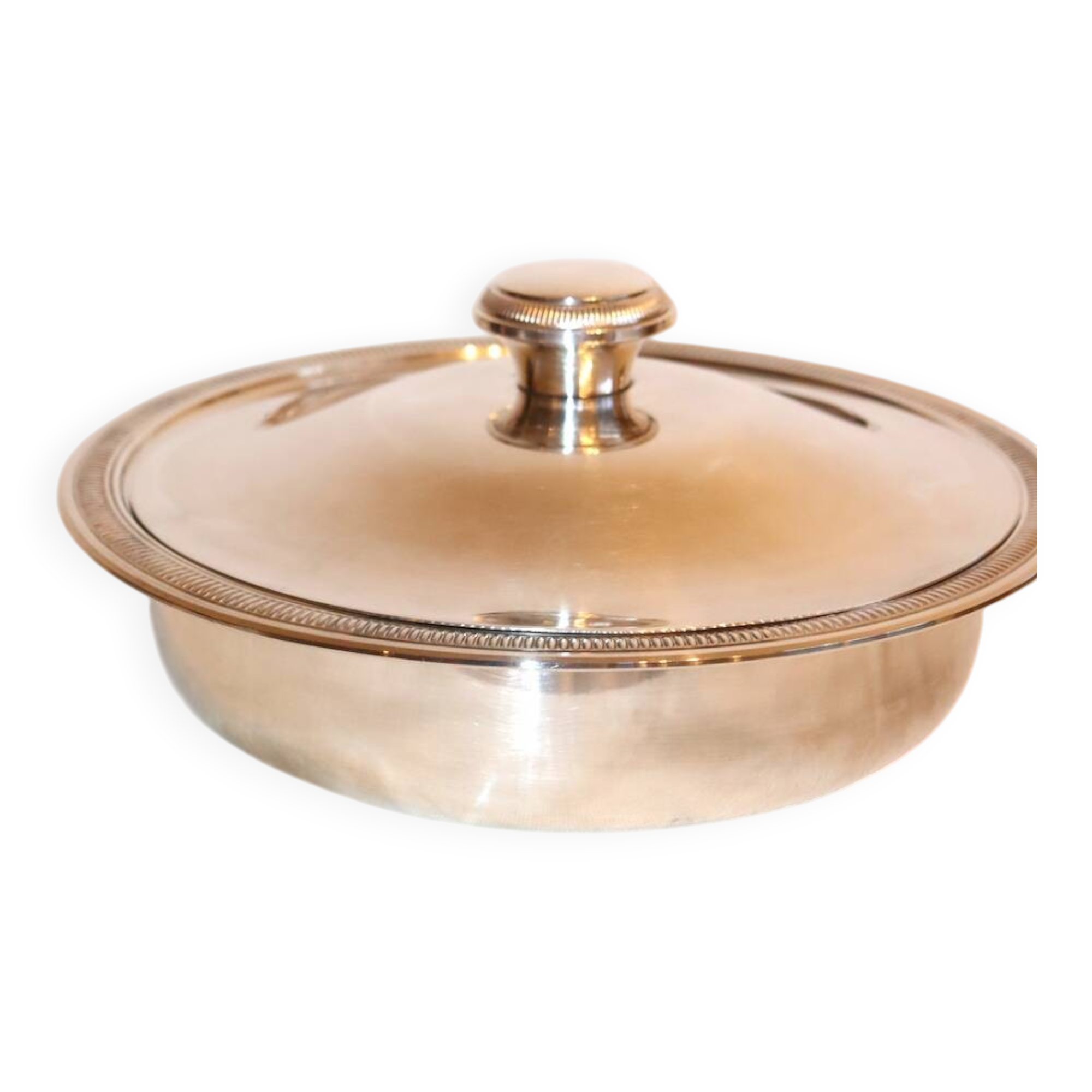 Légumier avec couvercle en métal argenté