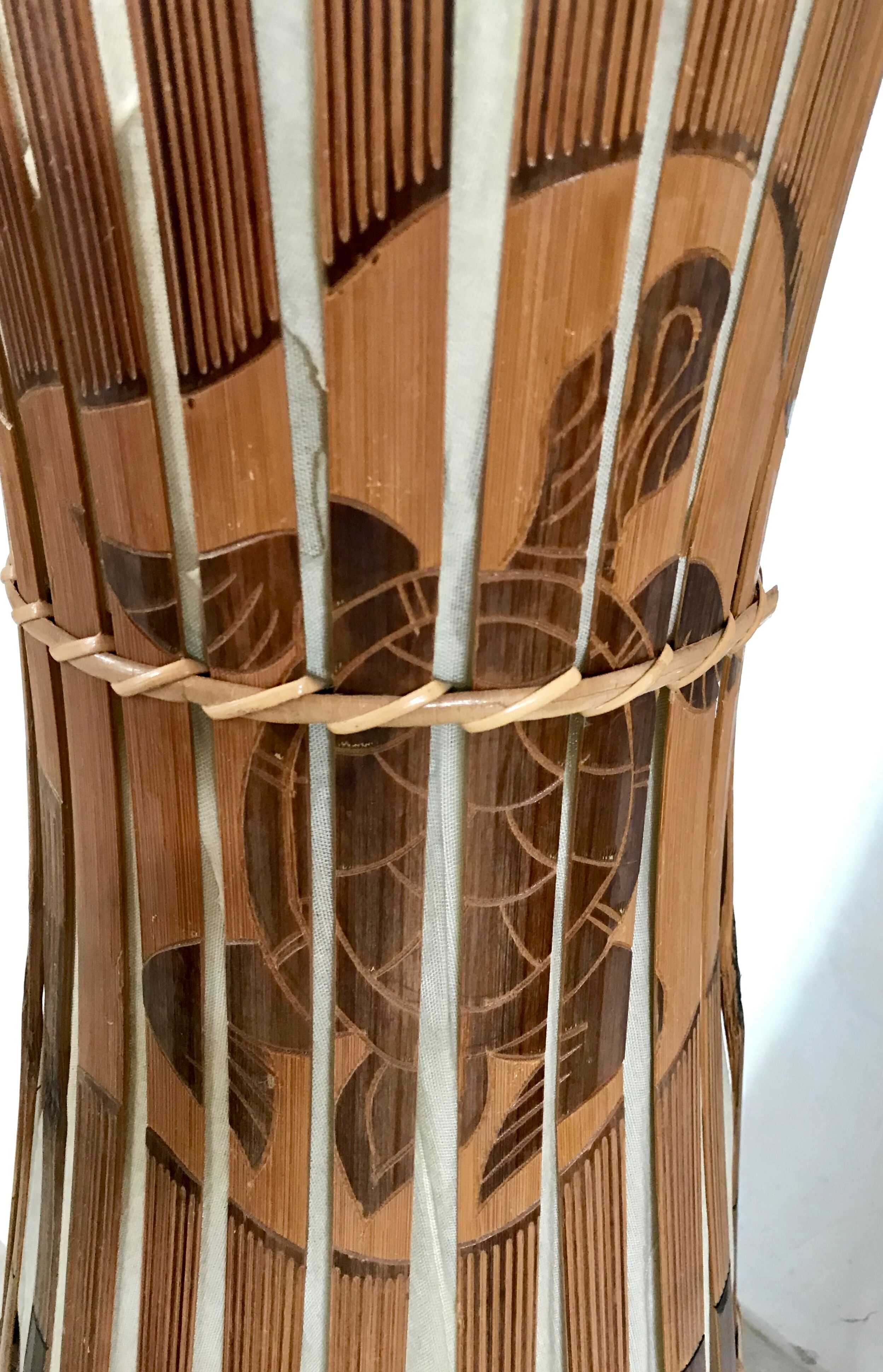 Lampadaire vintage bambou et rotin