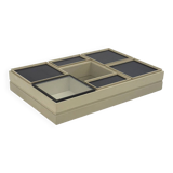 Modular white coffee table designed by Carlo Hauner for Forma