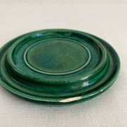 Dessous de bouteille vintage en céramique verte tressée