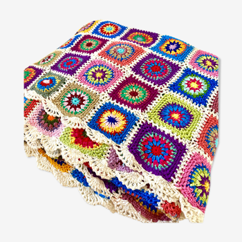 Couverture en crochet  multicolore