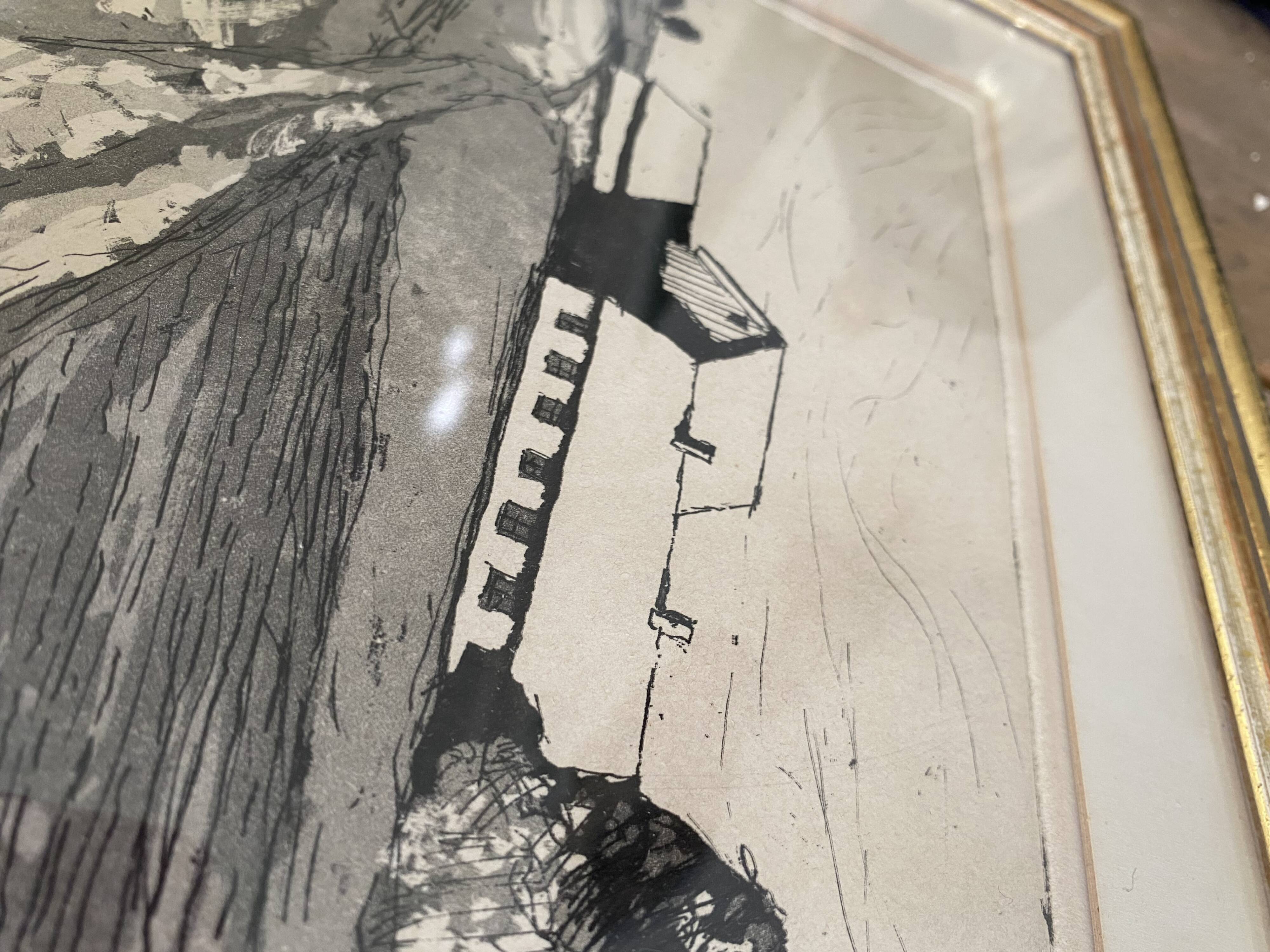 Engraving by Bo Rydstern, 1980s, under glass