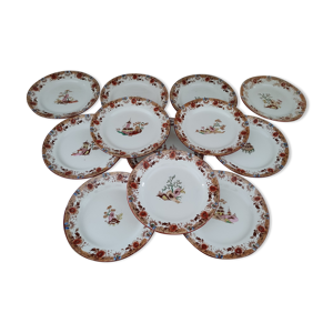 Lot de 12 assiettes à dessert sarreguemines motifs divers asiatiques
