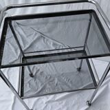 metal rolling dessert trolley: glass