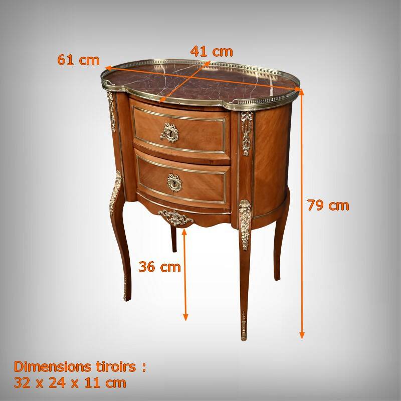 Small Kidney-Shaped Mahogany Chest of Drawers, Transition Style – Early 20th Century