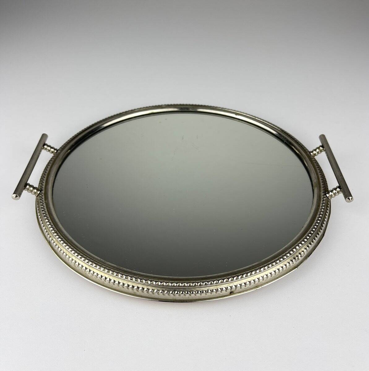 Vintage metal tray with mirror, Italy, 1970s
