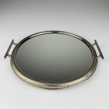Vintage metal tray with mirror, Italy, 1970s
