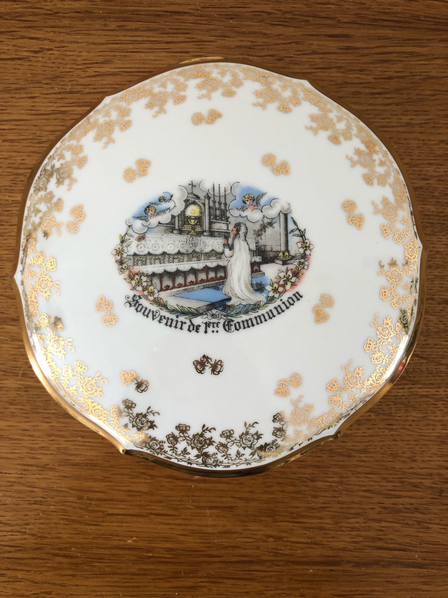 Limoges vintage porcelain jewelry box 1st communion