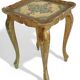 Rococo Revival Gilt Side Table, Light Turquoise, Italy, 1950s Design