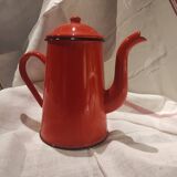 Vintage French coffee pot in red enamel metal