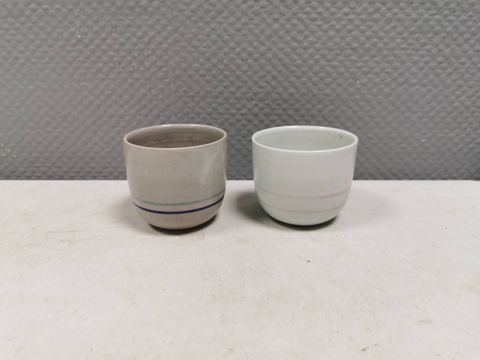 Two handmade ceramic mugs by Vibeke Fischer (VF) from the 1990s.