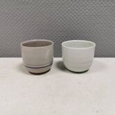 Two handmade ceramic mugs by Vibeke Fischer (VF) from the 1990s.