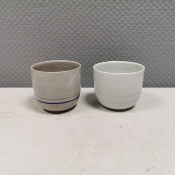 Two handmade ceramic mugs by Vibeke Fischer (VF) from the 1990s.