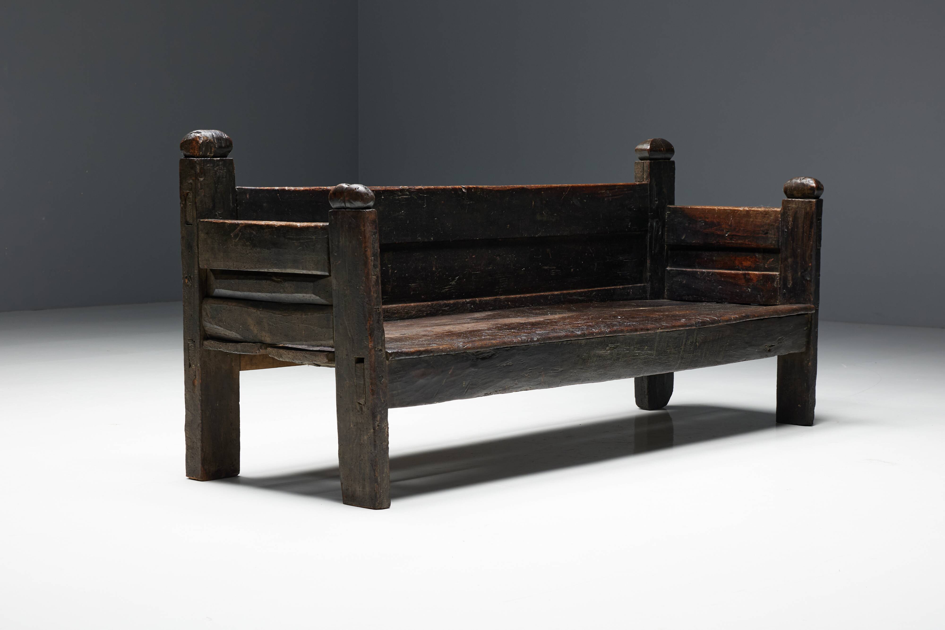 Banc Brutaliste Wabi Sabi, France, 19ème Siècle