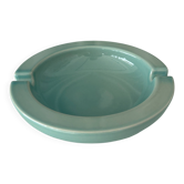 Cendrier en poterie vintage – Émail aqua / vert céladon – Années 1970