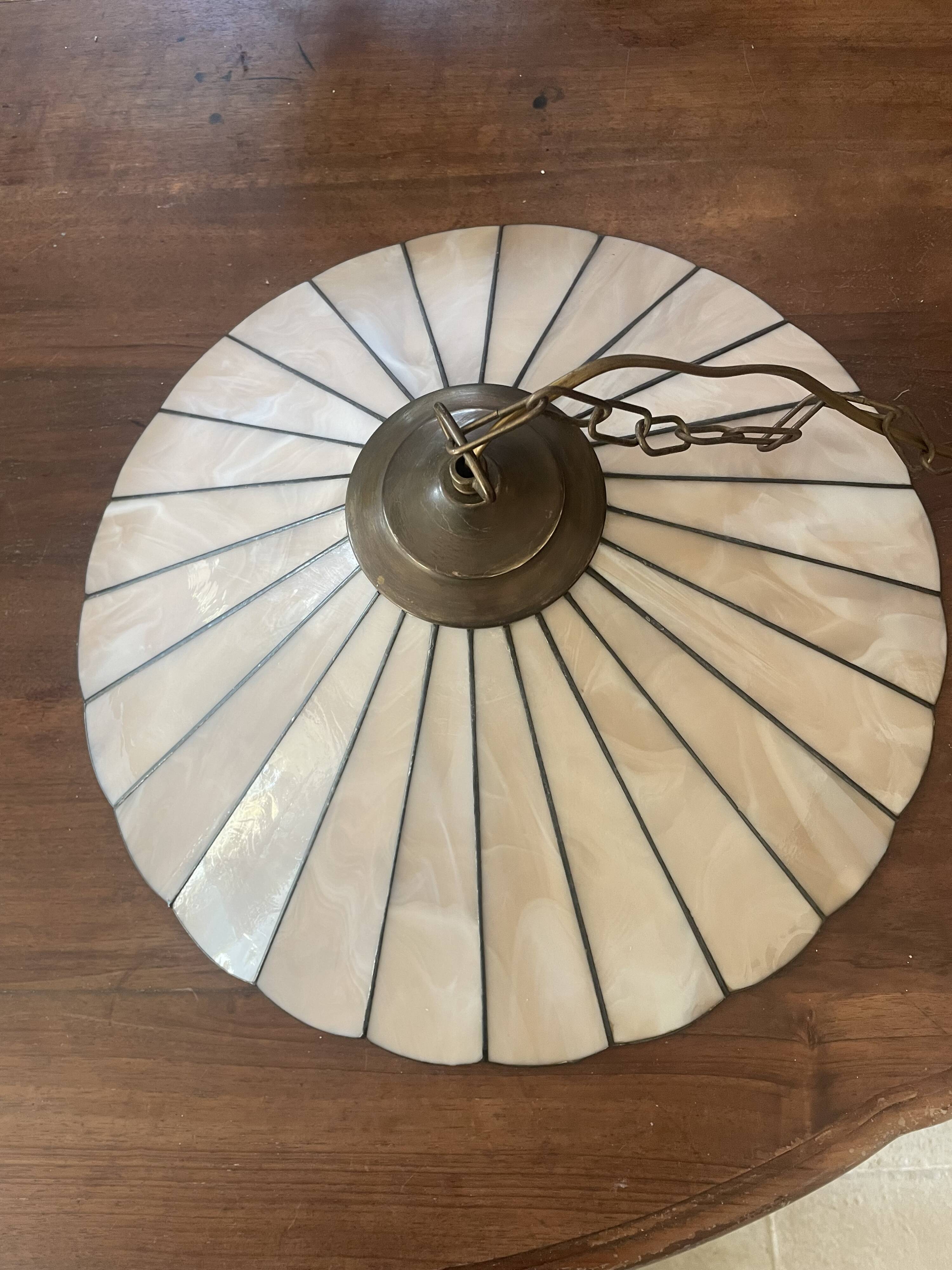 Suspension style Tiffany vintage, opal glass lampshade Ø45cm