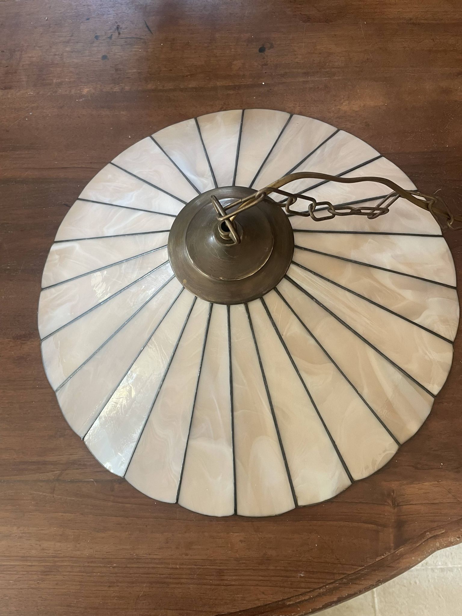 Suspension style Tiffany vintage, opal glass lampshade Ø45cm
