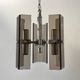 Chrome metal pendant lamp and smoked glass futuristic style 70s