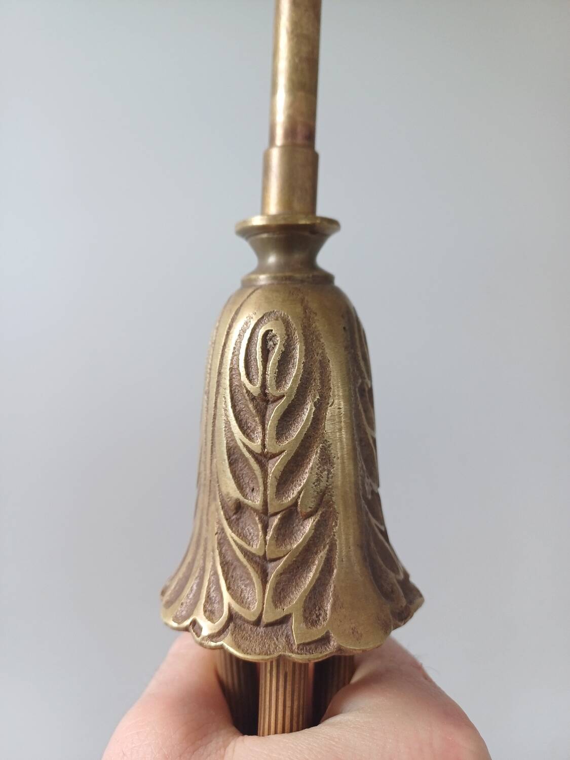 Art deco bronze chandelier with 5 tulips.