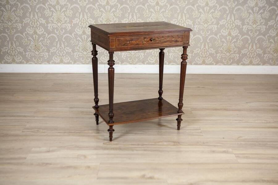 Early 20th Century French Mahogany & Walnut Marquetry Side Table, 1910th