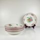 Set of 6 calotte plates Model Réverbère by KG Lunéville, tulip & rose pattern.