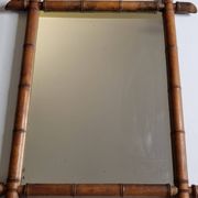 Turned wooden mirror in imitation of bamboo, from the 20s-30s, 54 x 65 cm