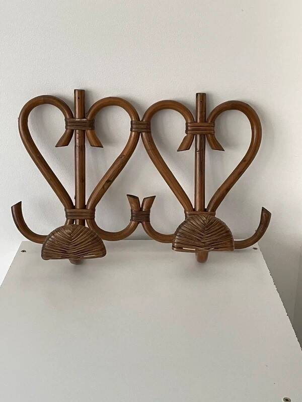 Porte manteaux patère en rotin