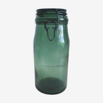 Old green glass jar "l'ideale"