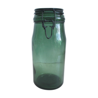 Old green glass jar "l'ideale"