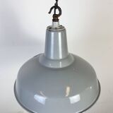 Industrial British Grey Enamel Factory Pendant Lamp, 1960s
