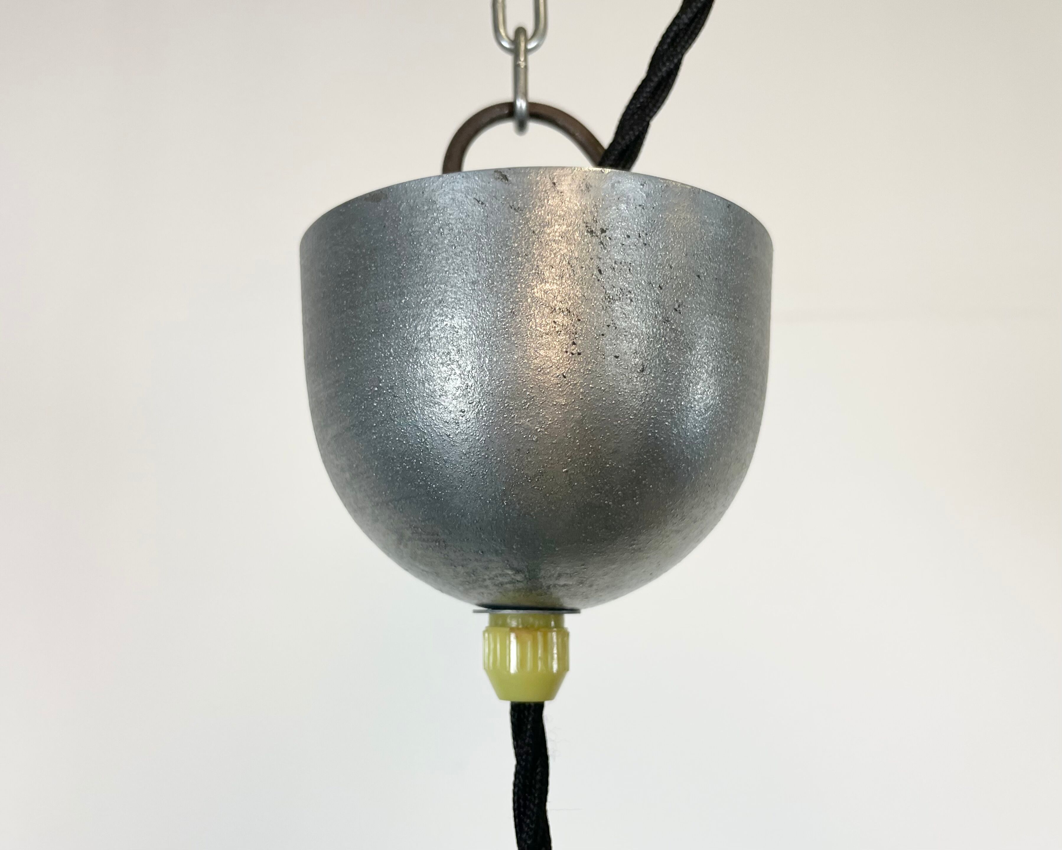 Industrial black enamel pendant lamp, 1950s