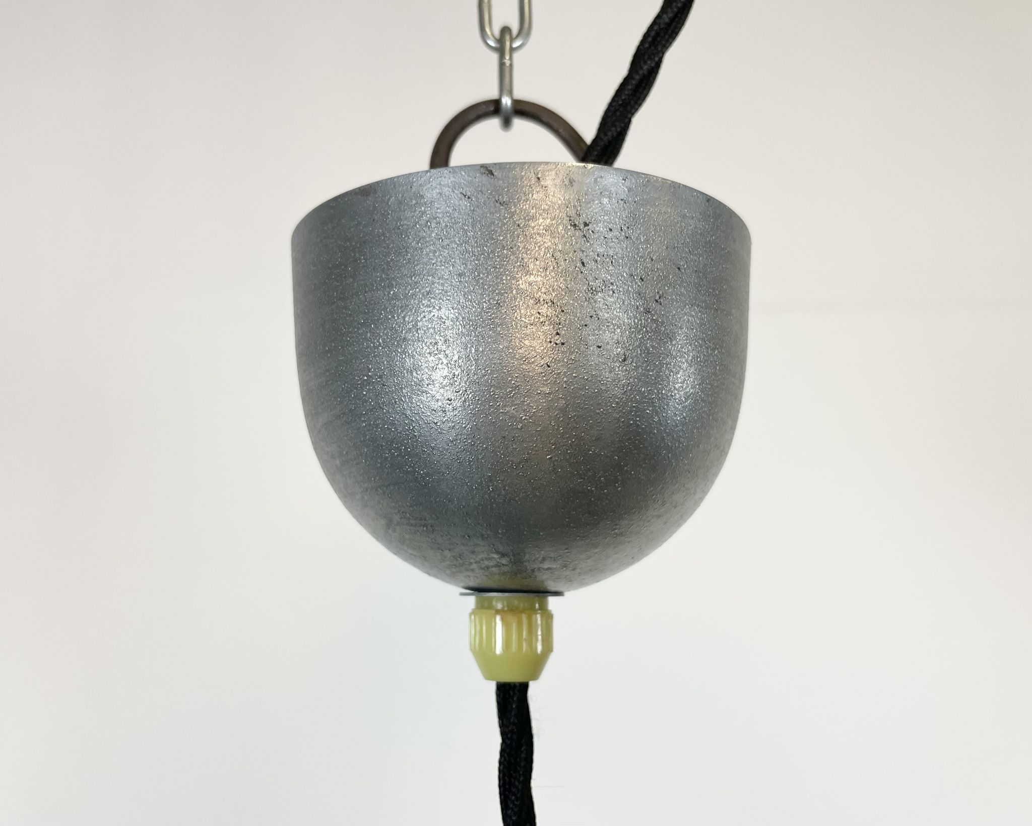 Industrial black enamel pendant lamp, 1950s