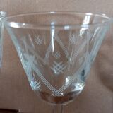 6 verres à porto gravés  années 60