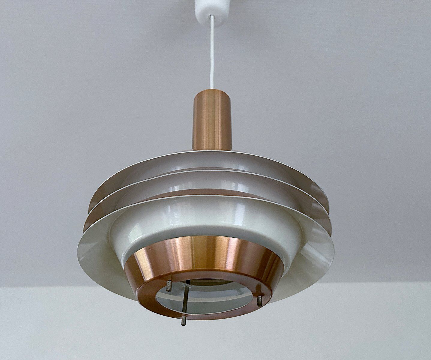 Mid-century modern Danish copper pendant light, 1970s