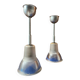 2 suspensions en verre Holophane 1950