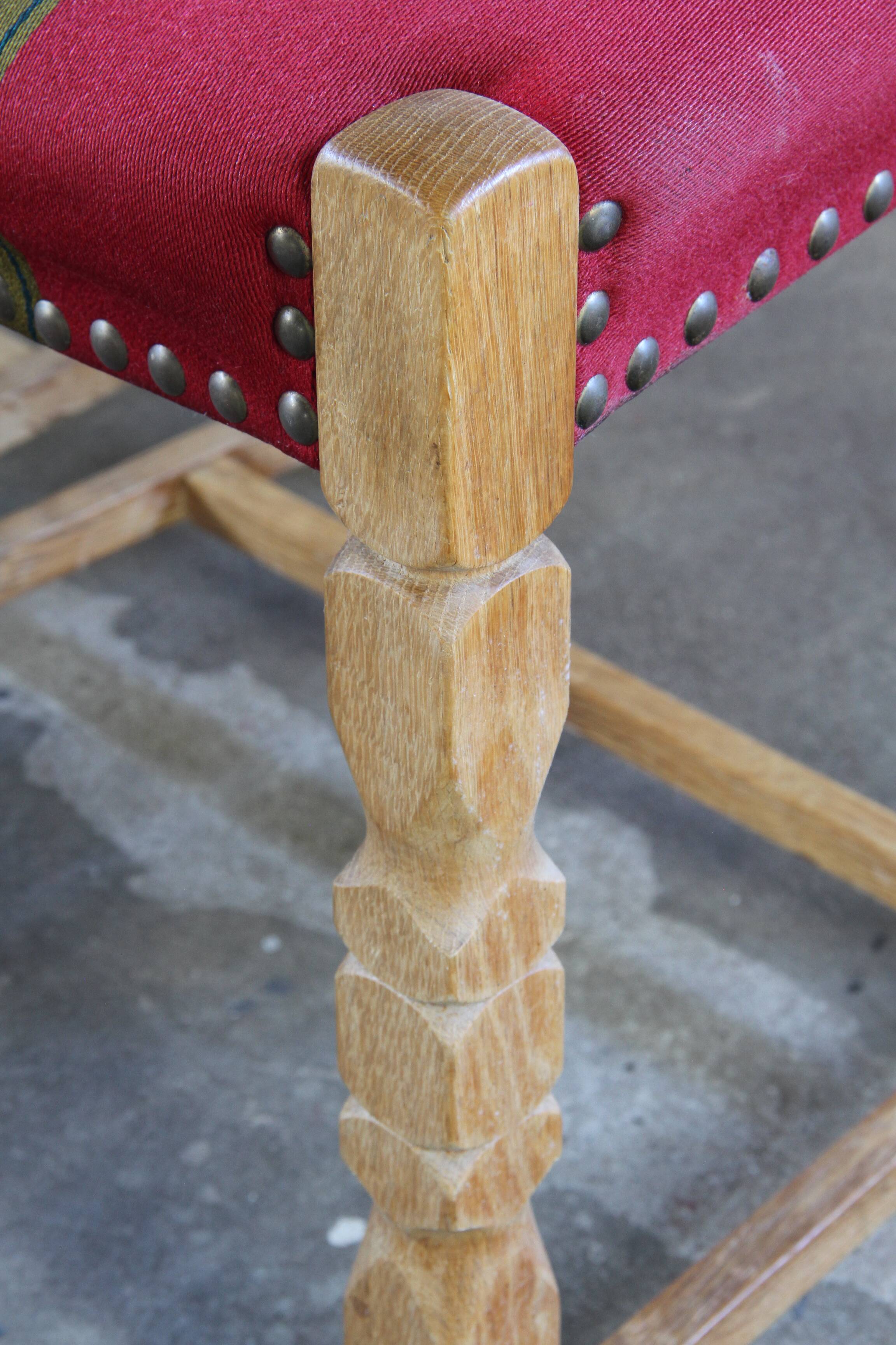Lot of 6 Vintage Danish Brutalist Oak Dining Chairs, Henning Kjærnulf Style, 1960s