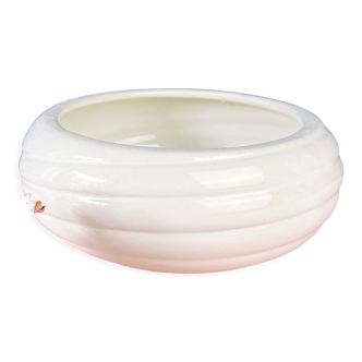 Round white ceramic ashtray from St Clément earthenware factory