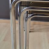 3 Vintage Chrome Nesting Coffee Tables 70'