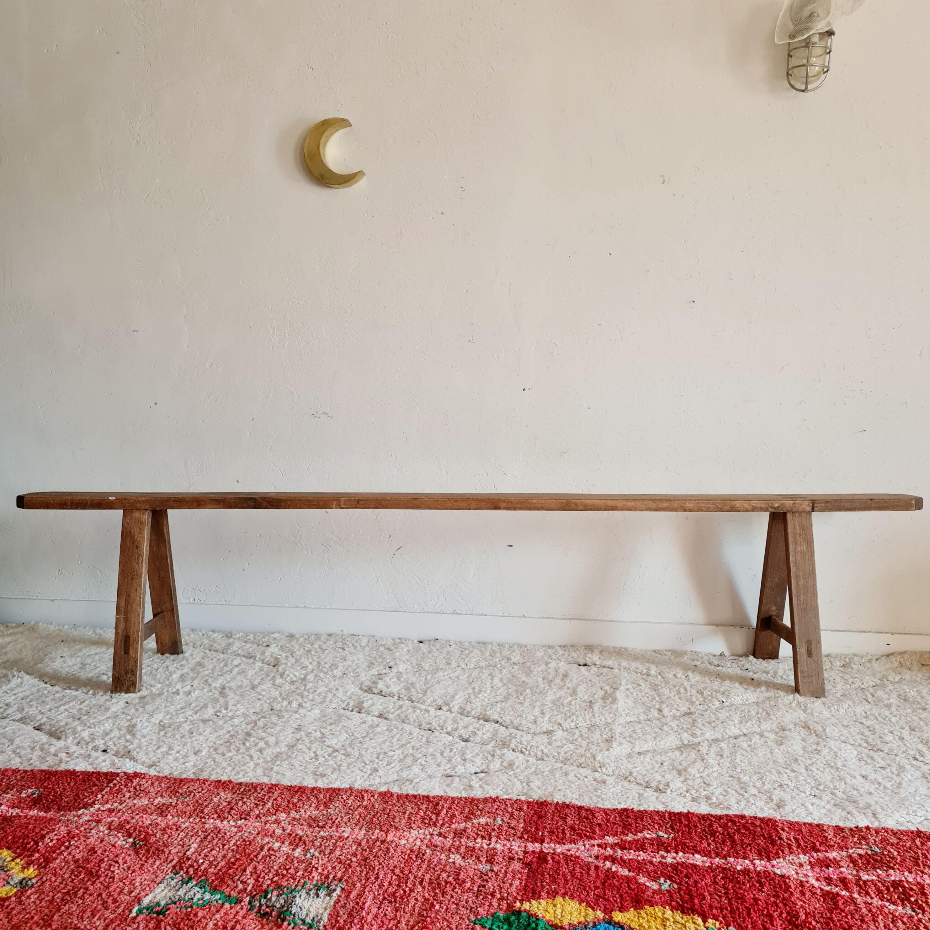 Old wooden farmhouse bench