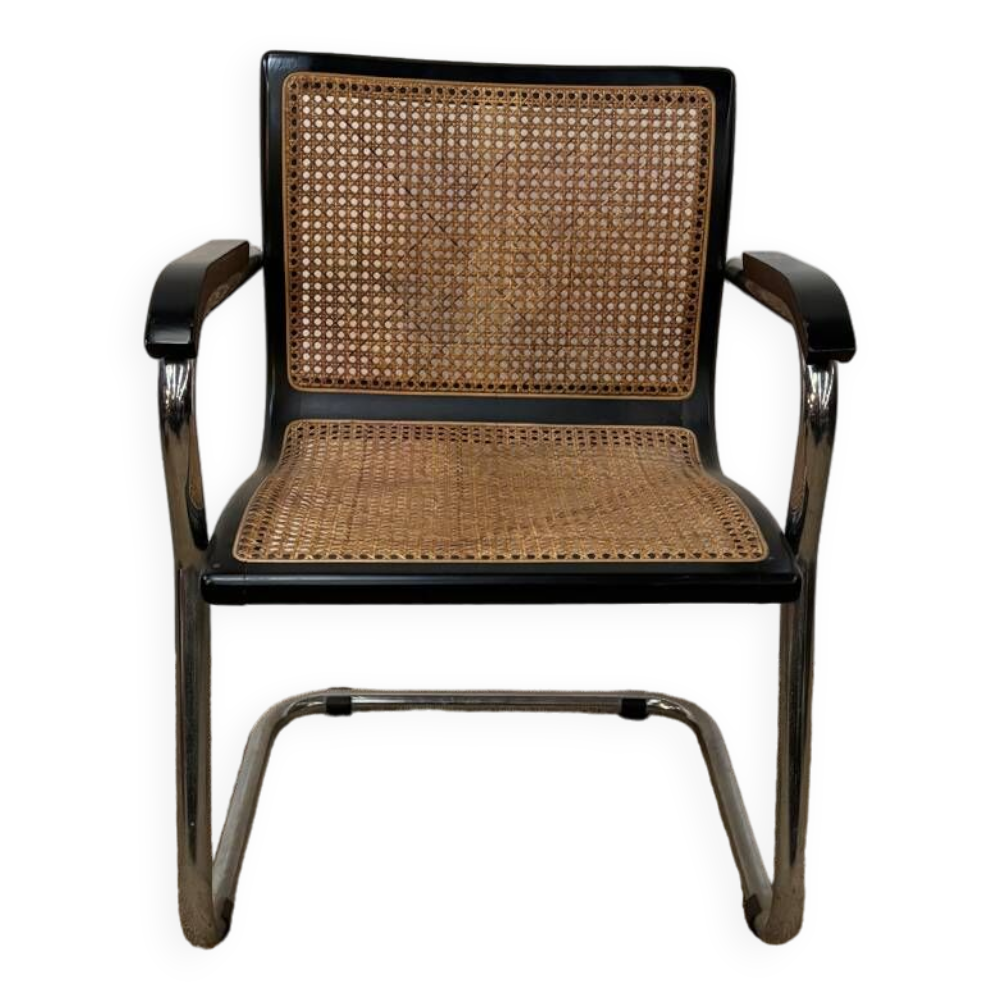 Marcel Breuer style  armchair molded cane seat