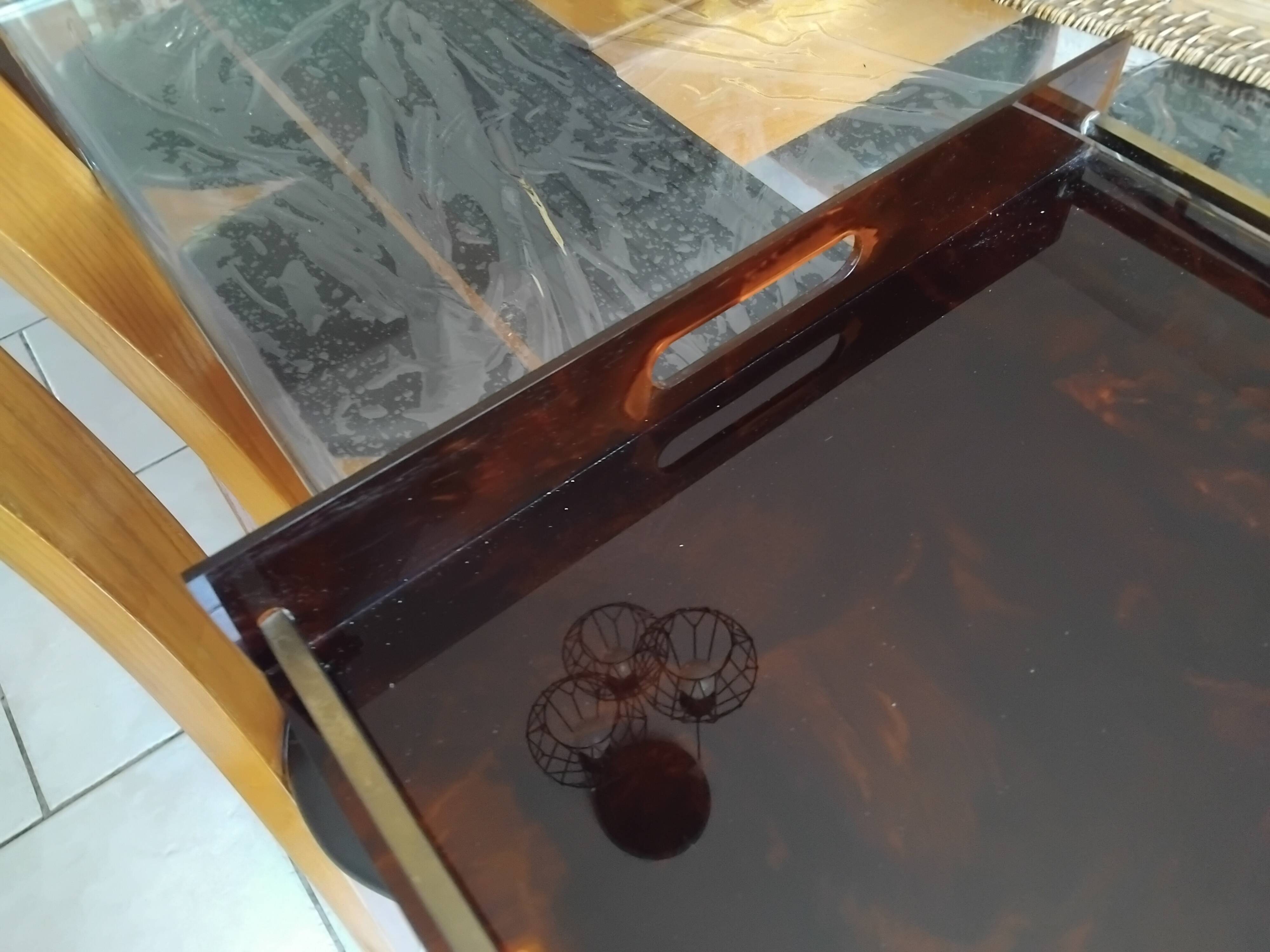 Vintage maison mercier tray in tortoiseshell lucite