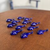set of 6 vintage ceramic knife rests - blue whale shape