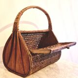 60s wicker basket handbag